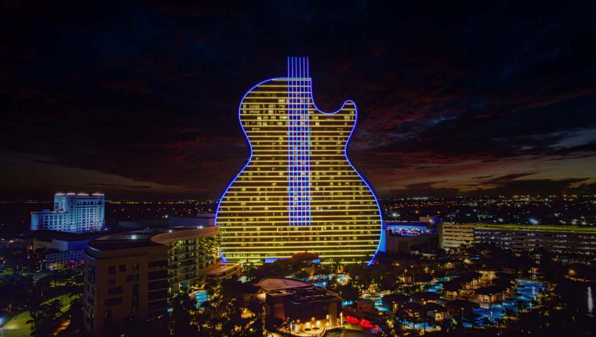 The Guitar Hotel with Ukraine lights